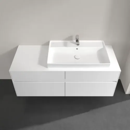 Villeroy & Boch Collaro Тумба под раковину, с подсветкой, 4 выдвижных ящика, 1400 x 548 x 500 mm, Glossy White / Glossy White C090B0DH