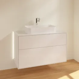 Villeroy & Boch Finion Тумба под раковину, с подсветкой, 2 выдвижных ящика, 1000 x 603 x 501 mm, Glossy White Lacquer G23100GF