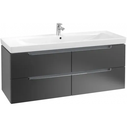 Villeroy & Boch Subway 2.0 Тумба под раковину, 4 выдвижных ящика, 1287 x 520 x 449 mm, Black Matt Lacquer A69810PD