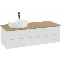 Villeroy & Boch Antao Тумба под раковину, 2 выдвижных ящика, 1200 x 360 x 500 mm, лицевая поверхность без текстурированной отделки, Glossy White Lacquer / Honey Oak K22051GF