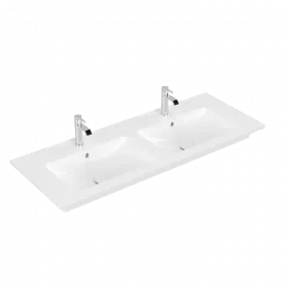 Villeroy & Boch Venticello Двойная раковина для установки на тумбу, 1300 x 500 x 170 mm, Альпийский белый CeramicPlus, с переливом 4111DLR1