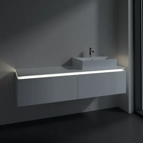 Villeroy & Boch Legato Тумба под раковину, с подсветкой, 2 выдвижных ящика, 1600 x 380 x 500 mm, Glossy White / Glossy White B674L0DH