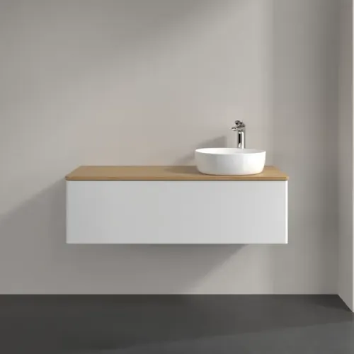 Villeroy & Boch Antao Тумба под раковину, 1 выдвижной ящик, 1200 x 360 x 500 mm, лицевая поверхность без текстурированной отделки, Glossy White Lacquer / Honey Oak K34051GF