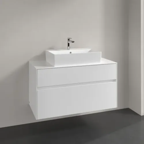 Villeroy & Boch Collaro Тумба под раковину, 2 выдвижных ящика, 1000 x 548 x 500 mm, Glossy White / Glossy White C12500DH