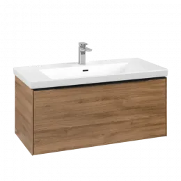 Villeroy & Boch Subway 3.0 Тумба под раковину, с подсветкой, 1 выдвижной ящик, 973 x 429 x 478 mm, Oak Kansas C569L1RH