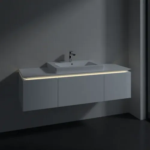 Villeroy & Boch Legato Тумба под раковину, с подсветкой, 3 выдвижных ящика, 1200 x 380 x 500 mm, Glossy White / Glossy White B682L0DH