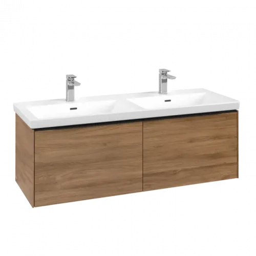 Villeroy & Boch Subway 3.0 Тумба под раковину, с подсветкой, 2 выдвижных ящика, 1272 x 429 x 478 mm, Oak Kansas C567L1RH