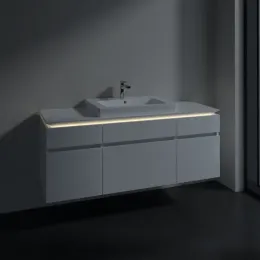 Villeroy & Boch Legato Тумба под раковину, с подсветкой, 5 выдвижных ящиков, 1400 x 550 x 500 mm, Glossy White / Glossy White B685L0DH