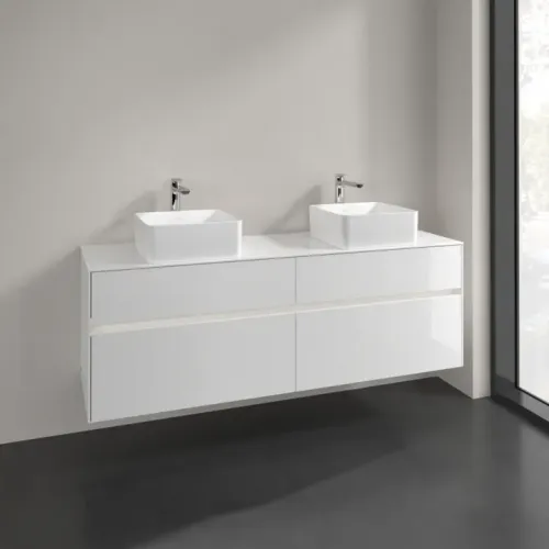 Villeroy & Boch Collaro Тумба под раковину, с подсветкой, 4 выдвижных ящика, 1600 x 548 x 500 mm, Glossy White / Glossy White C052B0DH