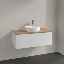 Villeroy & Boch Antao Тумба под раковину, 1 выдвижной ящик, 1000 x 360 x 500 mm, лицевая поверхность без текстурированной отделки, Glossy White Lacquer / Honey Oak K31051GF