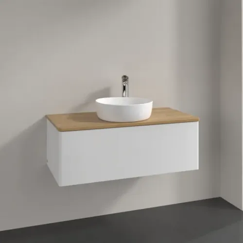Villeroy & Boch Antao Тумба под раковину, 1 выдвижной ящик, 1000 x 360 x 500 mm, лицевая поверхность без текстурированной отделки, Glossy White Lacquer / Honey Oak K31051GF