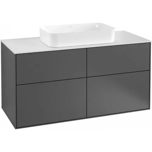 Villeroy & Boch Finion Тумба под раковину, с подсветкой, 4 выдвижных ящика, 1200 x 603 x 501 mm, Anthracite Matt Lacquer G26100GK