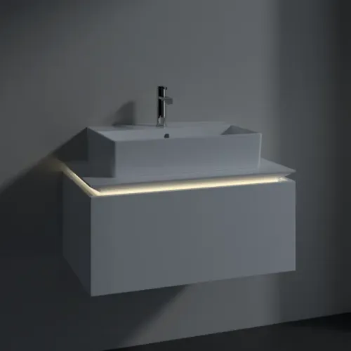 Villeroy & Boch Legato Тумба под раковину, с подсветкой, 1 выдвижной ящик, 800 x 380 x 500 mm, Glossy White / Glossy White B601L0DH