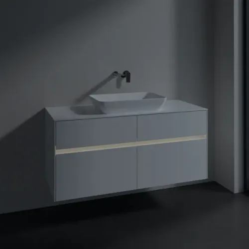 Villeroy & Boch Collaro Тумба под раковину, с подсветкой, 4 выдвижных ящика, 1200 x 548 x 500 mm, Glossy White / Glossy White C112B0DH