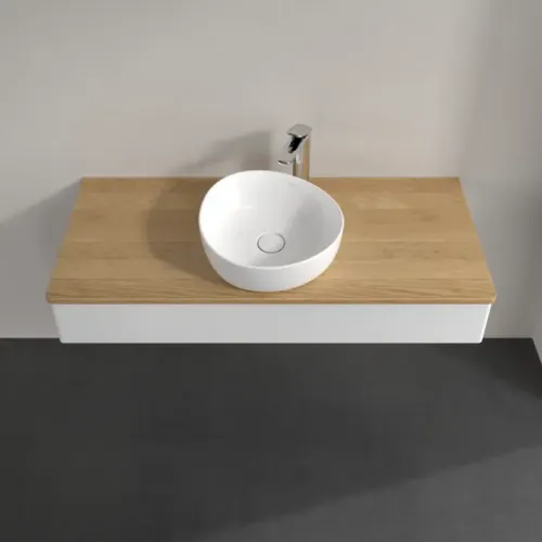 Villeroy & Boch Antao Тумба под раковину, с подсветкой, 1 выдвижной ящик, 1200 x 190 x 500 mm, лицевая поверхность без текстурированной отделки, Glossy White Lacquer / Honey Oak L10051GF