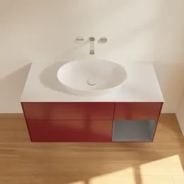 Villeroy & Boch Finion Тумба под раковину, с подсветкой, 3 выдвижных ящика, 1200 x 603 x 501 mm, Peony Matt Lacquer / Anthracite Matt Lacquer FA71GKHB