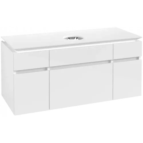 Villeroy & Boch Legato Тумба под раковину, 5 выдвижных ящиков, 1200 x 550 x 500 mm, Glossy White / Glossy White B57800DH