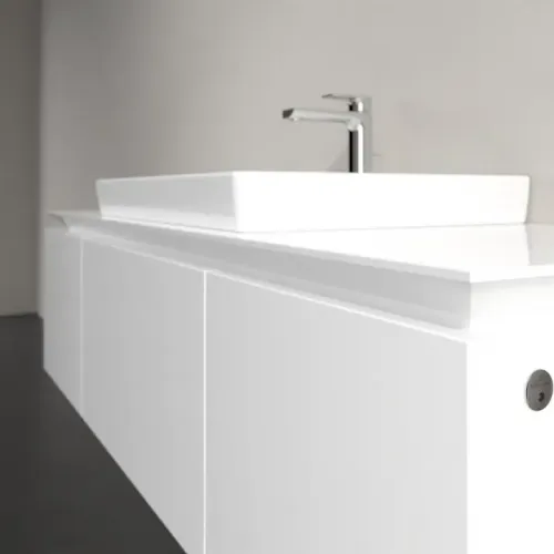 Villeroy & Boch Legato Тумба под раковину, с подсветкой, 3 выдвижных ящика, 1400 x 380 x 500 mm, Glossy White / Glossy White B684L0DH