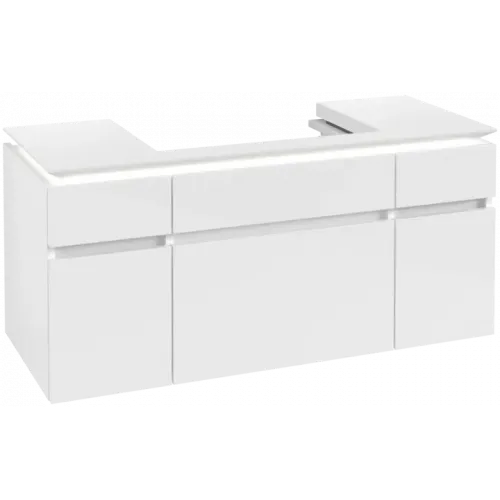 Villeroy & Boch Legato Тумба под раковину, с подсветкой, 5 выдвижных ящиков, 1200 x 550 x 500 mm, Glossy White / Glossy White B697L0DH
