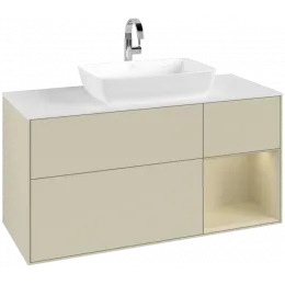 Villeroy & Boch Finion Тумба под раковину, с подсветкой, 3 выдвижных ящика, 1200 x 603 x 501 mm, Silk Grey Matt Lacquer / Silk Grey Matt Lacquer F831HJHJ