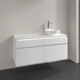 Villeroy & Boch Legato Тумба под раковину, с подсветкой, 4 выдвижных ящика, 1200 x 550 x 500 mm, Glossy White / Glossy White B582L0DH
