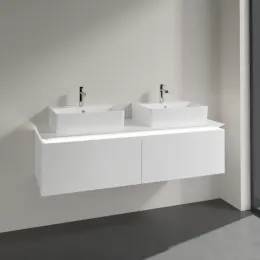 Villeroy & Boch Legato Тумба под раковину, с подсветкой, 2 выдвижных ящика, 1400 x 380 x 500 mm, Glossy White / Glossy White B668L0DH