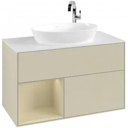 Villeroy & Boch Finion Тумба под раковину, с подсветкой, 2 выдвижных ящика, 1000 x 603 x 501 mm, Silk Grey Matt Lacquer / Silk Grey Matt Lacquer G891HJHJ