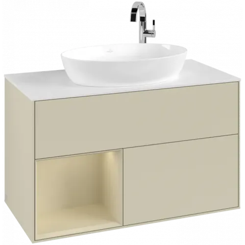 Villeroy & Boch Finion Тумба под раковину, с подсветкой, 2 выдвижных ящика, 1000 x 603 x 501 mm, Silk Grey Matt Lacquer / Silk Grey Matt Lacquer G891HJHJ