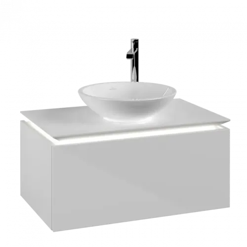 Villeroy & Boch Legato Тумба под раковину, с подсветкой, 1 выдвижной ящик, 800 x 380 x 500 mm, Glossy White / Glossy White B569L0DH