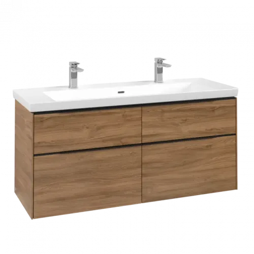 Villeroy & Boch Subway 3.0 Тумба под раковину, с подсветкой, 4 выдвижных ящика, 1272 x 576 x 478 mm, Oak Kansas C602L1RH
