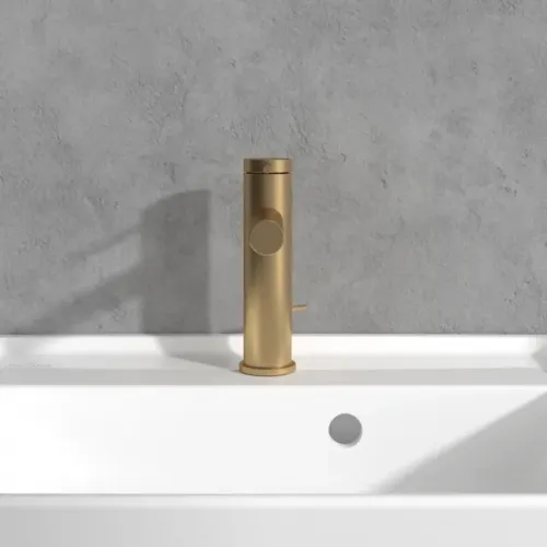 Villeroy & Boch Loop & Friends Смеситель для раковины однорычажный с комплектом слива со стяжкой, Золото сатинированное TVW10610215376