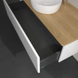 Villeroy & Boch Antao Тумба под раковину, с подсветкой, 1 выдвижной ящик, 1200 x 360 x 500 mm, лицевая поверхность без текстурированной отделки, Glossy White Lacquer / Honey Oak L32051GF