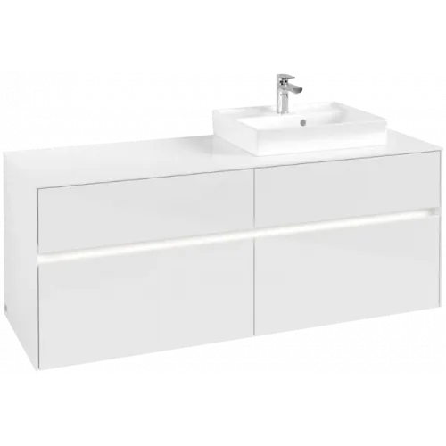 Villeroy & Boch Collaro Тумба под раковину, с подсветкой, 4 выдвижных ящика, 1400 x 548 x 500 mm, Glossy White / Glossy White C075B0DH