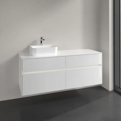 Villeroy & Boch Collaro Тумба под раковину, с подсветкой, 4 выдвижных ящика, 1400 x 548 x 500 mm, Glossy White / Glossy White C101B0DH