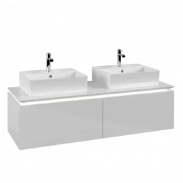 Villeroy & Boch Legato Тумба под раковину, с подсветкой, 2 выдвижных ящика, 1400 x 380 x 500 mm, Glossy White / Glossy White B668L0DH