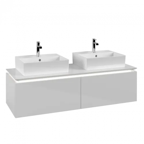 Villeroy & Boch Legato Тумба под раковину, с подсветкой, 2 выдвижных ящика, 1400 x 380 x 500 mm, Glossy White / Glossy White B668L0DH