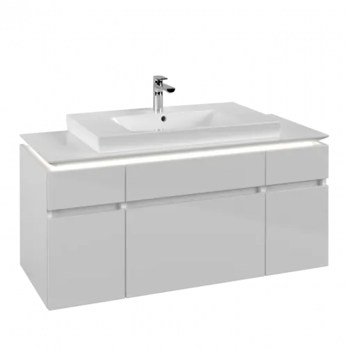 Villeroy & Boch Legato Тумба под раковину, с подсветкой, 5 выдвижных ящиков, 1200 x 550 x 500 mm, Glossy White / Glossy White B697L0DH