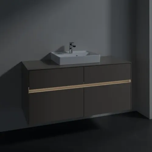 Villeroy & Boch Collaro Тумба под раковину, с подсветкой, 4 выдвижных ящика, 1200 x 548 x 500 mm, Truffle Grey / Truffle Grey C070B0VG