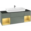 Villeroy & Boch Finion Тумба под раковину, с подсветкой, 4 выдвижных ящика, 1600 x 603 x 501 mm, Olive Matt Lacquer / Gold Matt Lacquer G212HFGM