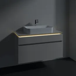 Villeroy & Boch Legato Тумба под раковину, с подсветкой, 2 выдвижных ящика, 1000 x 550 x 500 mm, Soft Grey / Soft Grey B756L0VK