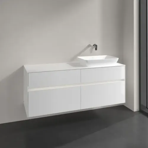 Villeroy & Boch Collaro Тумба под раковину, с подсветкой, 4 выдвижных ящика, 1400 x 548 x 500 mm, Glossy White / Glossy White C118B0DH