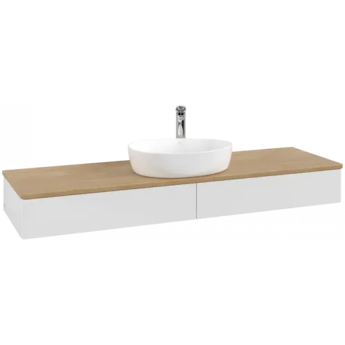 Villeroy & Boch Antao Тумба под раковину, 2 выдвижных ящика, 1600 x 190 x 500 mm, лицевая поверхность без текстурированной отделки, Glossy White Lacquer / Honey Oak K14051GF