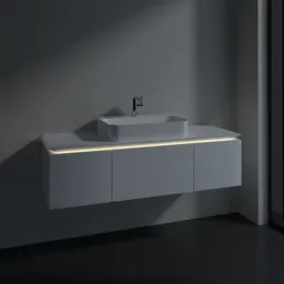 Villeroy & Boch Legato Тумба под раковину, с подсветкой, 3 выдвижных ящика, 1400 x 380 x 500 mm, Glossy White / Glossy White B759L0DH