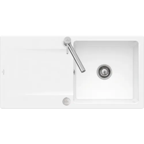 Villeroy & Boch Siluet 60 flat Мойка, включая Комплект слива с эксцентриком, выкл TitanCeram, 980 x 490 mm, Альпийский белый CeramicPlus 33362FR1