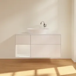 Villeroy & Boch Finion Тумба под раковину, с подсветкой, 3 выдвижных ящика, 1200 x 603 x 501 mm, Glossy White Lacquer / Glossy White Lacquer G941GFGF