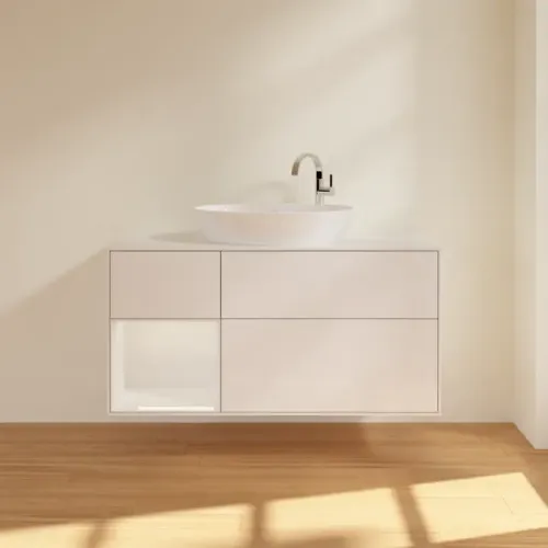 Villeroy & Boch Finion Тумба под раковину, с подсветкой, 3 выдвижных ящика, 1200 x 603 x 501 mm, Glossy White Lacquer / Glossy White Lacquer G941GFGF