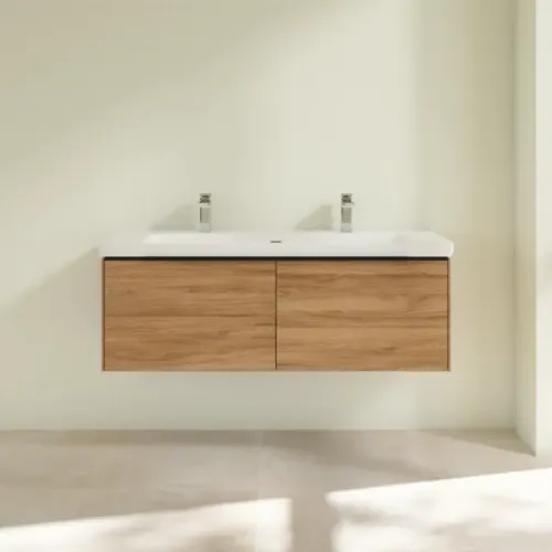 Villeroy & Boch Subway 3.0 Тумба под раковину, с подсветкой, 2 выдвижных ящика, 1272 x 429 x 478 mm, Oak Kansas C601L1RH
