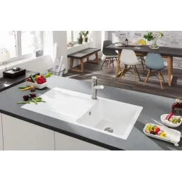 Villeroy & Boch Siluet 50 flat Мойка, включая Комплект слива с ручным управлением, выкл TitanCeram, 880 x 490 mm, Альпийский белый CeramicPlus 33351FR1