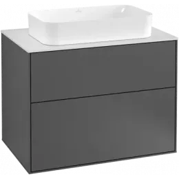 Villeroy & Boch Finion Тумба под раковину, с подсветкой, 2 выдвижных ящика, 800 x 603 x 501 mm, Silk Grey Matt Lacquer G63100HJ