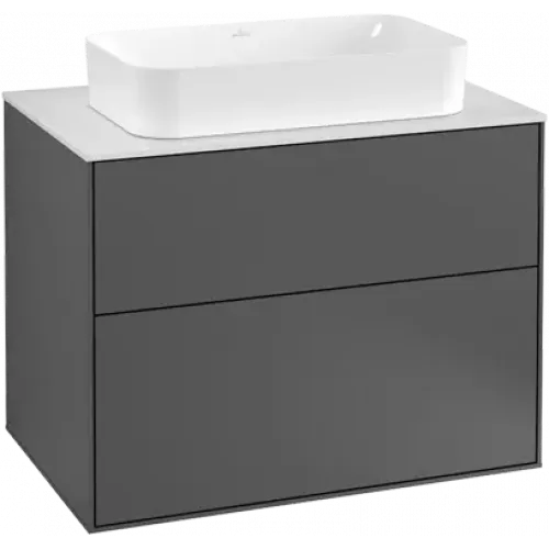 Villeroy & Boch Finion Тумба под раковину, с подсветкой, 2 выдвижных ящика, 800 x 603 x 501 mm, Silk Grey Matt Lacquer G63100HJ